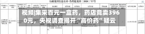 视频|集采百元一盒药，药店竟卖3960元，央视调查揭开“高价药”疑云-第2张图片