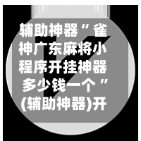 辅助神器“ 雀神广东麻将小程序开挂神器多少钱一个 ”(辅助神器)开挂详细教程