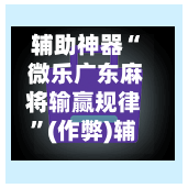 辅助神器“ 微乐广东麻将输赢规律”(作弊)辅助透视教程