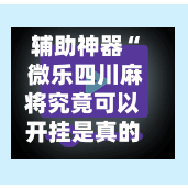 辅助神器“ 微乐四川麻将究竟可以开挂是真的吗”(作弊)辅助透视教程