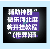 辅助神器“ 微乐河北麻将开挂教程”(作弊)辅助透视教程