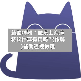 辅助神器“ 微乐上海麻将软件真有用吗	”(作弊)辅助透视教程-第2张图片