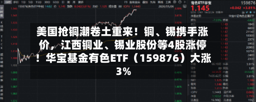 美国抢铜潮卷土重来！铜	、锡携手涨价，江西铜业、锡业股份等4股涨停！华宝基金有色ETF（159876）大涨3%-第3张图片