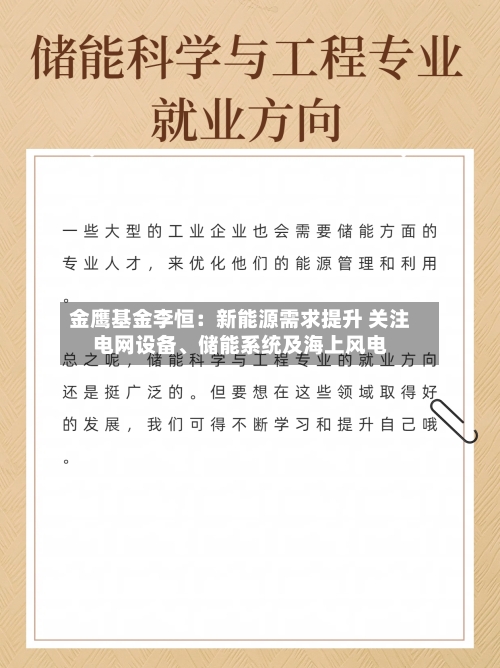 金鹰基金李恒：新能源需求提升 关注电网设备、储能系统及海上风电