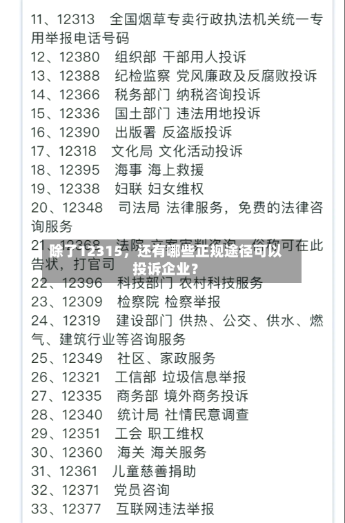 除了12315，还有哪些正规途径可以投诉企业？-第2张图片