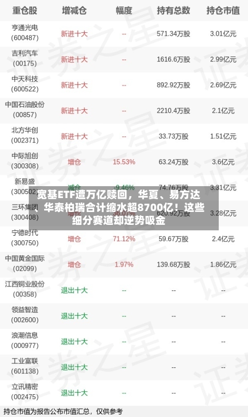 宽基ETF遭万亿赎回，华夏、易方达、华泰柏瑞合计缩水超8700亿！这些细分赛道却逆势吸金-第2张图片