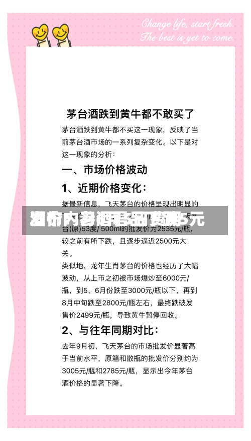 酒价内参6月5日费用发布：习酒君品下跌5元