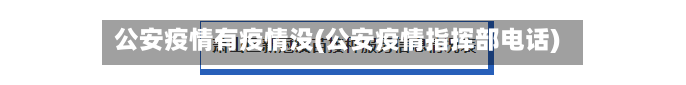 公安疫情有疫情没(公安疫情指挥部电话)